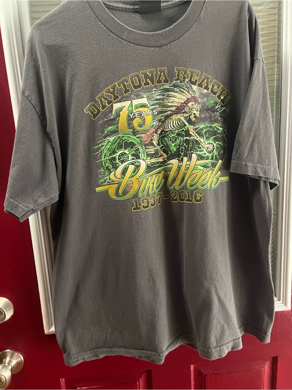 Daytona Beach Bike Week 75th Anniversary Green Graphic T‑Shirt